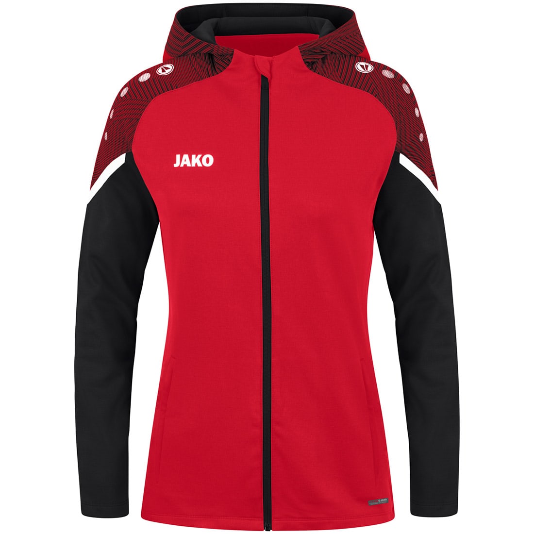 Jako Damen Kapuzenjacke Performance rot-schwarz