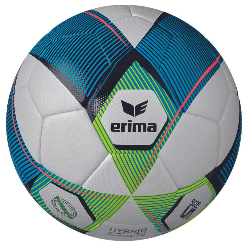 Erima Ballpaket 10x HYBRID Training 2.0 mykonos blue lime inkl. Ballsack | Größe 5