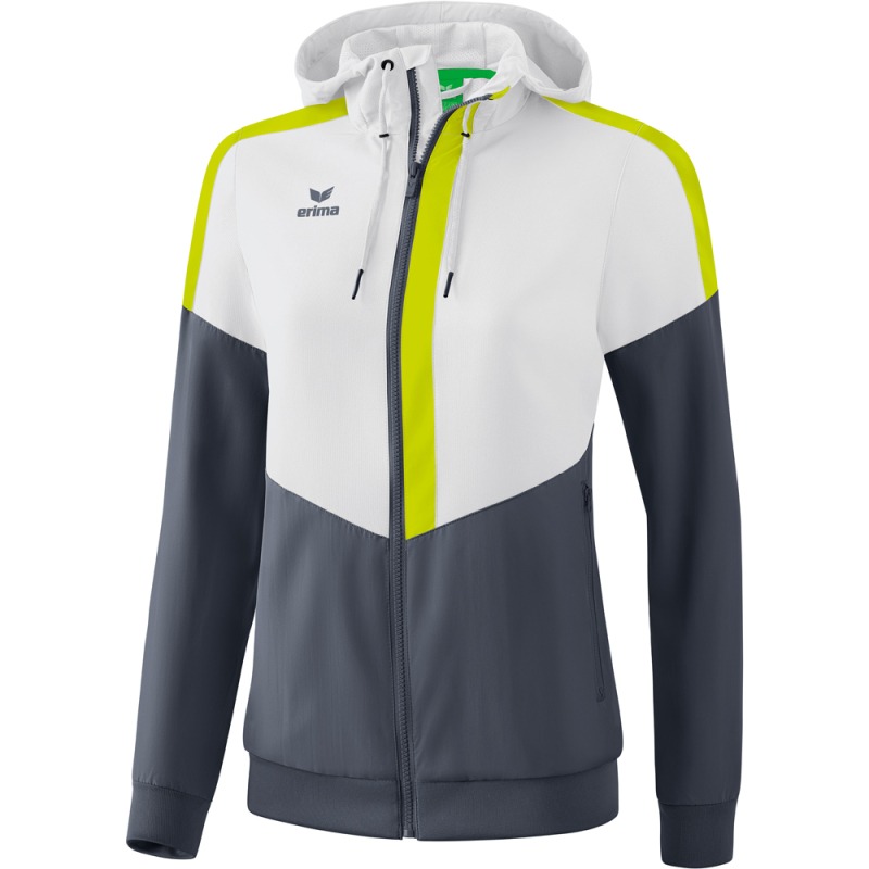 Erima Damen Tracktop Jacke mit Kapuze Squad weiß-grau-grün