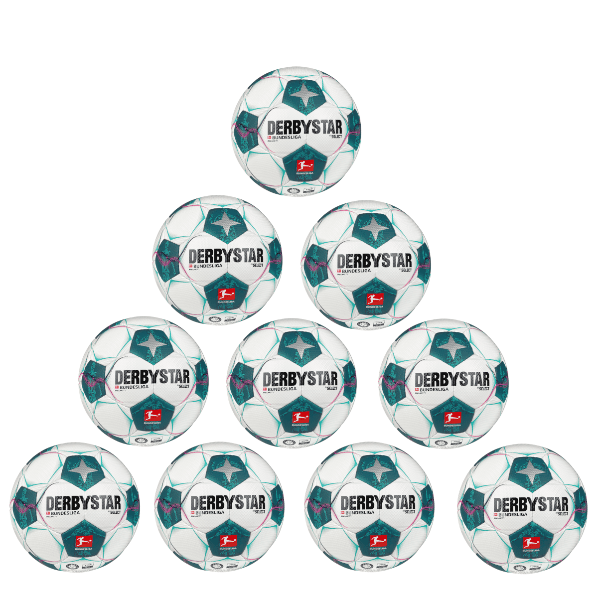 Derbystar 10x Ballpaket Bundesliga Brillant TT v24 Trainingsball inkl. Ballsack | Größe 5