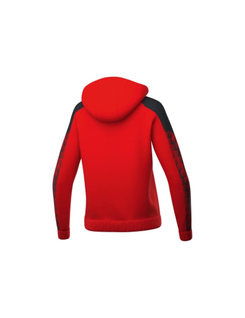 Erima Damen EVO STAR Trainingsjacke mit Kapuze rot schwarz