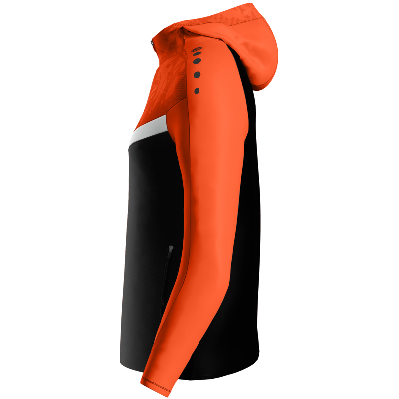 Jako Damen Kapuzenjacke Iconic  schwarz/neonorange