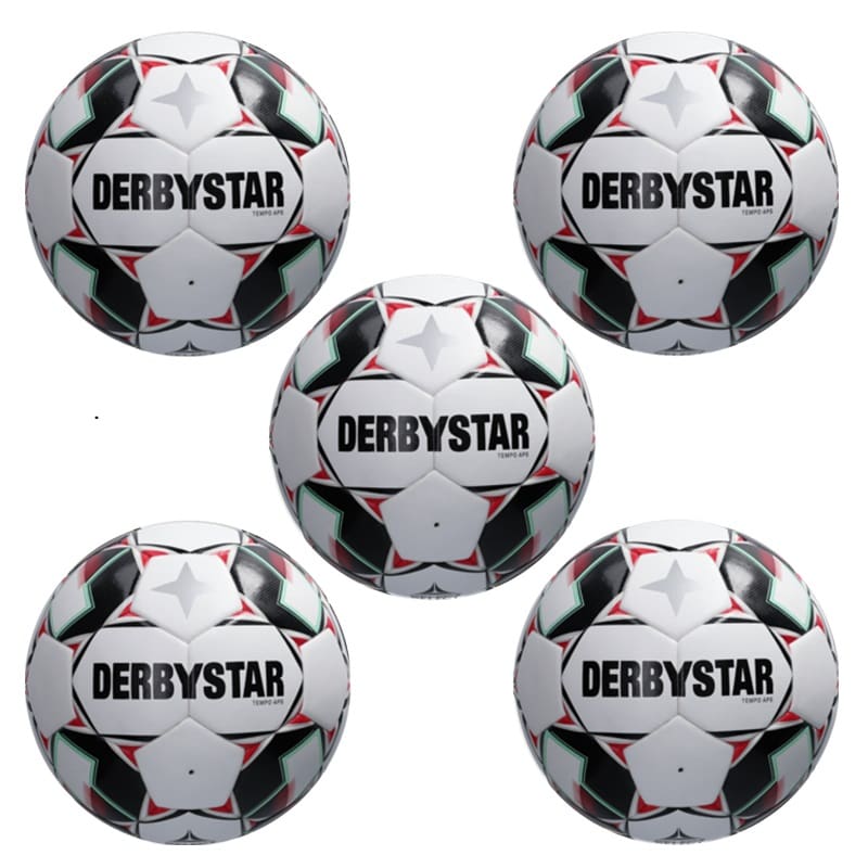 Derbystar Ballpaket 5x Tempo APS v24 Trainingsball Weiss inkl. Ballschlauch