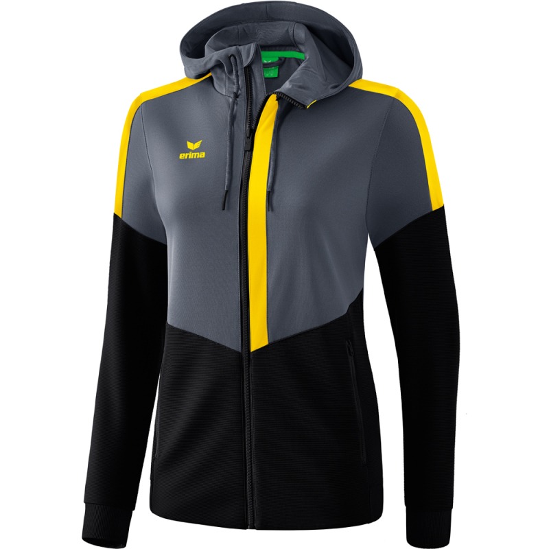 Erima Damen Trainingsjacke mit Kapuze Squad grau-gelb